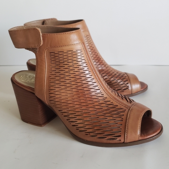 VINCE CAMUTO Shoes Heels Slingback Open Toe Brown Leather Size 8.5M - Picture 9 of 16